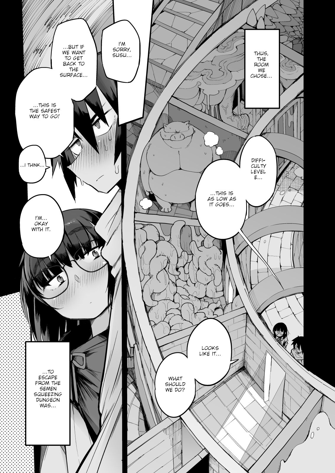 Escaping a semen squeezing dungeon with a modest girl who I really didn’t expect to have S-rank slut stats [F4U] - Chapter 1 — Page 6
